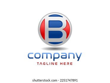 Letter B 3d in a globe logo concept.