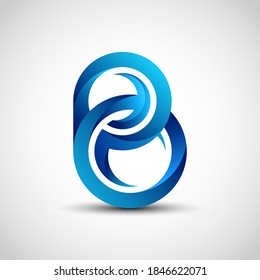 Buchstabe B 3D-Logo, abstrakter Vektorgrafik, Maskottgrafik.