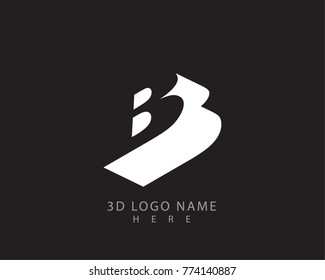 letter B 3D logo vector with black background