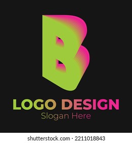 Letra B con aspecto 3d y color gradiente