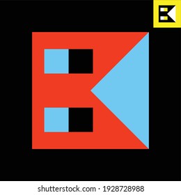 Letter B 3D look logo design in Bauhaus style. Vector logo in Eps 8.
