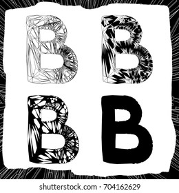 Letter B. 3d and silhouette constructive concept.
