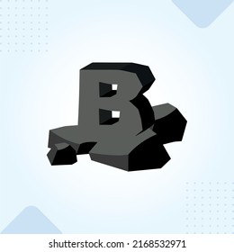 Letter B 3D Stone charcoal Logo Template In Modern Creative Minimal Style Vector Design.