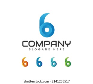 Letter b with 6 logo design template