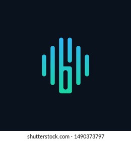 letter B abstract for information technology. minimalistic sound music equalizer icon. Vector audio logotype vector