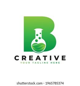 Letter B with Abstract lab logo. Usable for Business, Science, Healthcare, Medical, Laboratory, Chemical and Nature Logos.