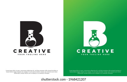 Letter B with Abstract lab logo. Usable for Business, Science, Healthcare, Medical, Laboratory, Chemical and Nature Logos.