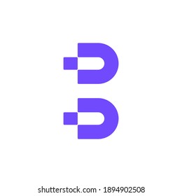 Buchstabe b abstraktes Logo mit flachem Konzept.