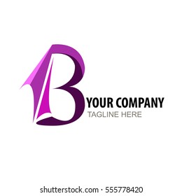 Letter B abstract logo template element purple