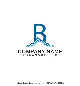Letter B with Abstract Mountain Logo Vector Template Design