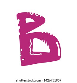 Letter B - abstract vector pink, purple font with cut dots, stripes, lines, spots. Abc, alphabet isolated on white background. Perfect illustration for your design - print, poster, card, logo, label