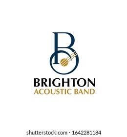 letter B with acoustic instrument for band, music, mentoring
