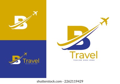 Letter B Air Travel Logo Design Template. Icon Travel, logistics, shipping, tours etc
