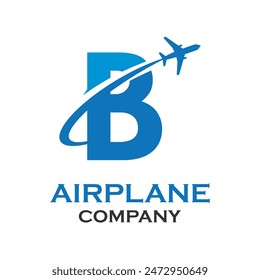 Ilustración de la Plantilla del logotipo del avión de la letra b. conveniente para el transporte, marca, viaje, agencia, Web, etiqueta, red, comercialización etc