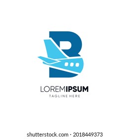 Letter B Airplane Tail Logo Design Vector Graphic Icon Emblem Illustration