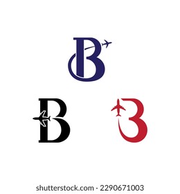 letter B and airplane vector illustration for an icon,symbol or logo. suitable for travel agency logo