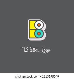 letter B alphabet bold comic colorful design in grey background