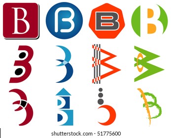 Letter B Alphabet Design Icons Set