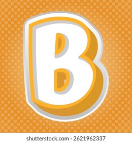Letter B Alphabet with Halftoon Background. Text Effect. Alphabet Letter Vector. High Quality Vector