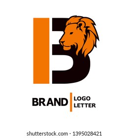 Letter B alphabet logo icon design with head Lion isolated on white background. B monogram suitable for a company or business, brand identity, corporate, entity name. Tattoo. Graphic template design.