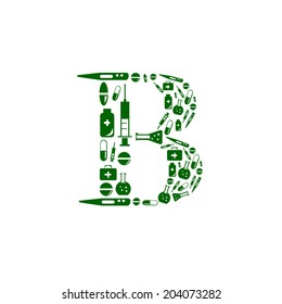 Letter B, alphabet of medicine pills