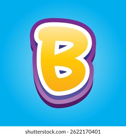 Letter B Alphabet with Yellow and Blue Gradient. Text Effect. Alphabet Letter Vector. High Quality Vector