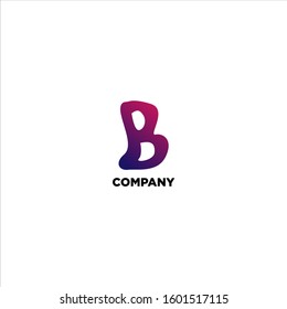 Letter B Alphabetic Logo Design Template, Line Logo Concept, Purple and White