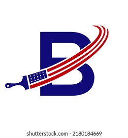 Letter B American Paint Logo Concept Stock Vector (Royalty Free ...