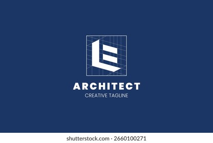 Letter B Architect logo with technical sketch style for architecture or construction company