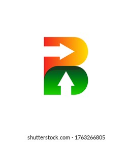 letter B and arrow with gradient style for your business