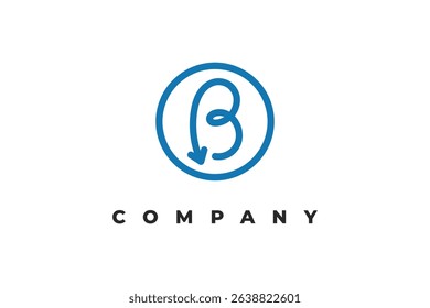 letter b arrow line inside circle minimal logo