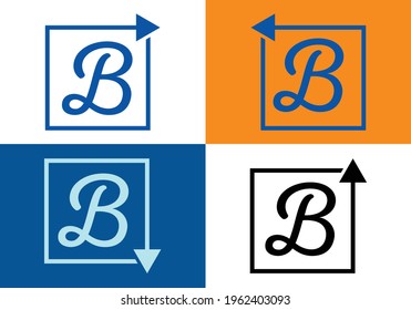 Letter B with Arrow, Letter B arrow logo design template.
