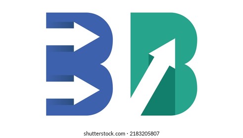 B Modelo de símbolo del icono del vector de diseño del logotipo. Vector de logotipo de flecha B