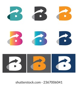 Letter B with arrow, logo, design.