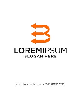 letra b con plantilla de diseño de logotipo de flecha