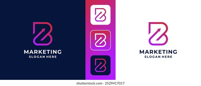 Letter B and arrow logo design vector. Abstract logo design