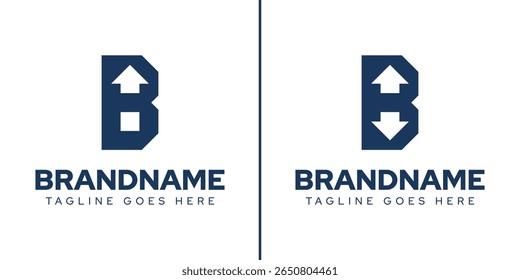 Letra B Logotipo de seta, simbolizando direção, ambição e movimento para frente