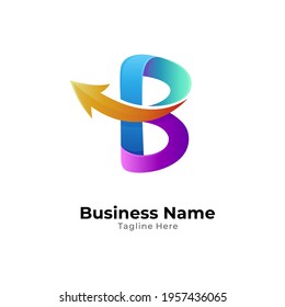 Letter B and arrow logo template ready for use