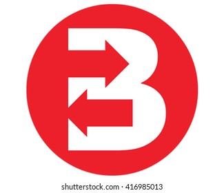 Letter B with arrow vector logo.