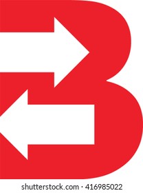 Letter B with arrow vector logo.