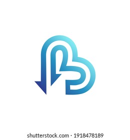 Letter B arrows flat logo ready for business template