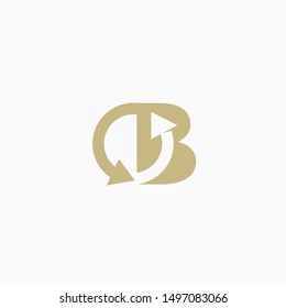 Letter B with arrows. Vector sign