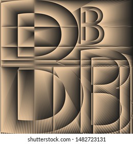 Letter B Art Star Beams Linear Rays Poster Abstract Sunburst and Rays of Sun Radiating From the Center of Thin Beams, Star Fractal Background Design