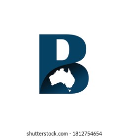 letter b with australian map logo vector