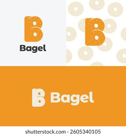 Letter B bagel logo design. B monogram Food Bakery donuts logo icon vector illustration