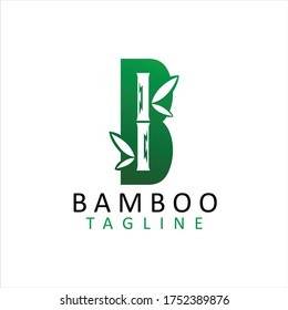 Letra B, plantilla de diseño de logotipo de bambú. Diseño del logotipo de bambú con vector de letra b.
