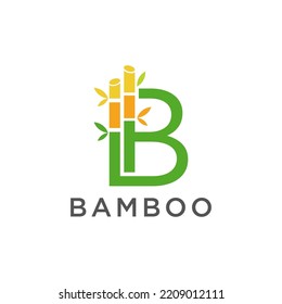 Letter b bamboo logo template illustration. Suitable for your business.