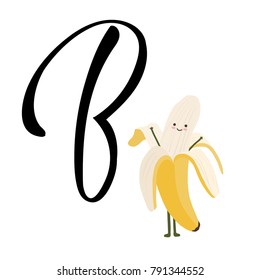 Letter B Banana Fruits Vegetables Alphabet: เวกเตอร์สต็อก (ปลอดค่า ...