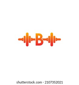 Letter B with barbell icon fitness design template illustration vector