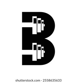 letter B barbell logo design vector